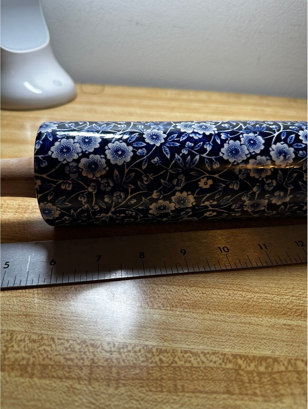 Vintage Staffordshire England Blue Burleigh Rolling Pin 20" - Picture 6 of 11